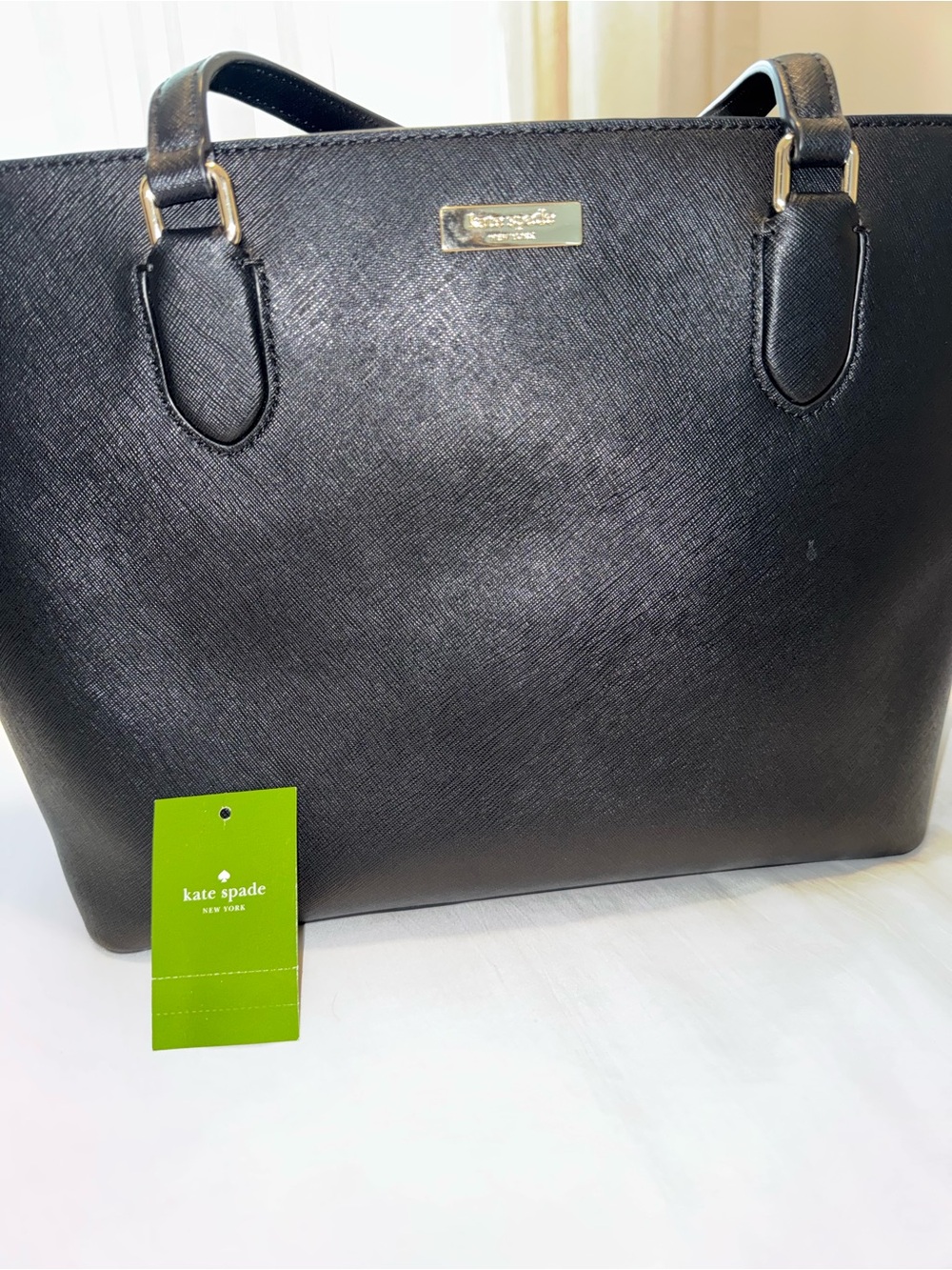 Kate Spade Black Saffiano Leather Tote With Dust Bag - Picture 3 of 10